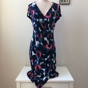 London Times Blue Ruched Dress